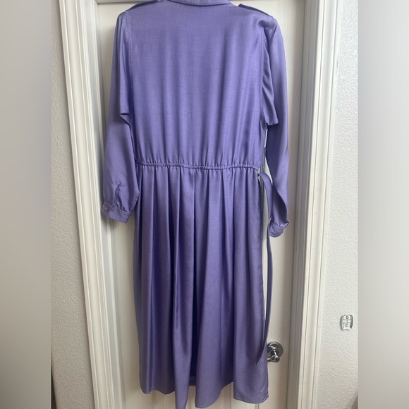 Leslie Fay 80s vintage midi purple button down dress long sleeves Size 8 - Picture 5 of 13